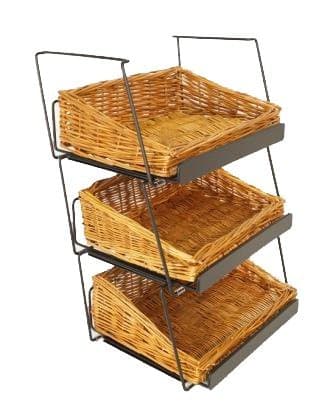 CRST1306-3B-MB 3-Tier 3 Rectangular Willow Basket Counter Display Rack