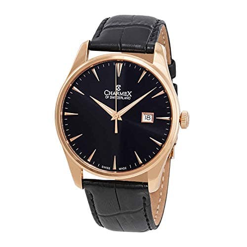 Black Dial Black Leather Men's Watch 2941