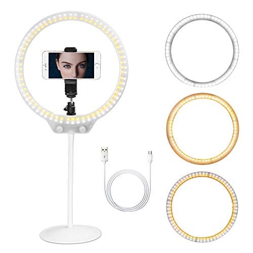 ZOMEi 10.5" Tabletop Makeup Ring Light for YouTube Video Tutorial, Selfie, Portrait and Live Streaming White