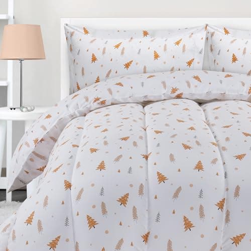 Utopia Bedding All Season Pine Tree Comforter Set with 2 Pillow Cases, 3 Piece Soft Brushed Microfiber Kids Bedding Set for Boys/Girls, Machine Washable (Twin, Pack of 6)