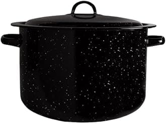 Millvado Granite 12 Qt Stockpot, Nonstick Soup Pot With Lid, Speckled Enamel Ware Cookware, Large Stock Pot For Boiling and Cooking, Big Granite Cooking Pot for Stovetop, Campfire, Outdoor Stove