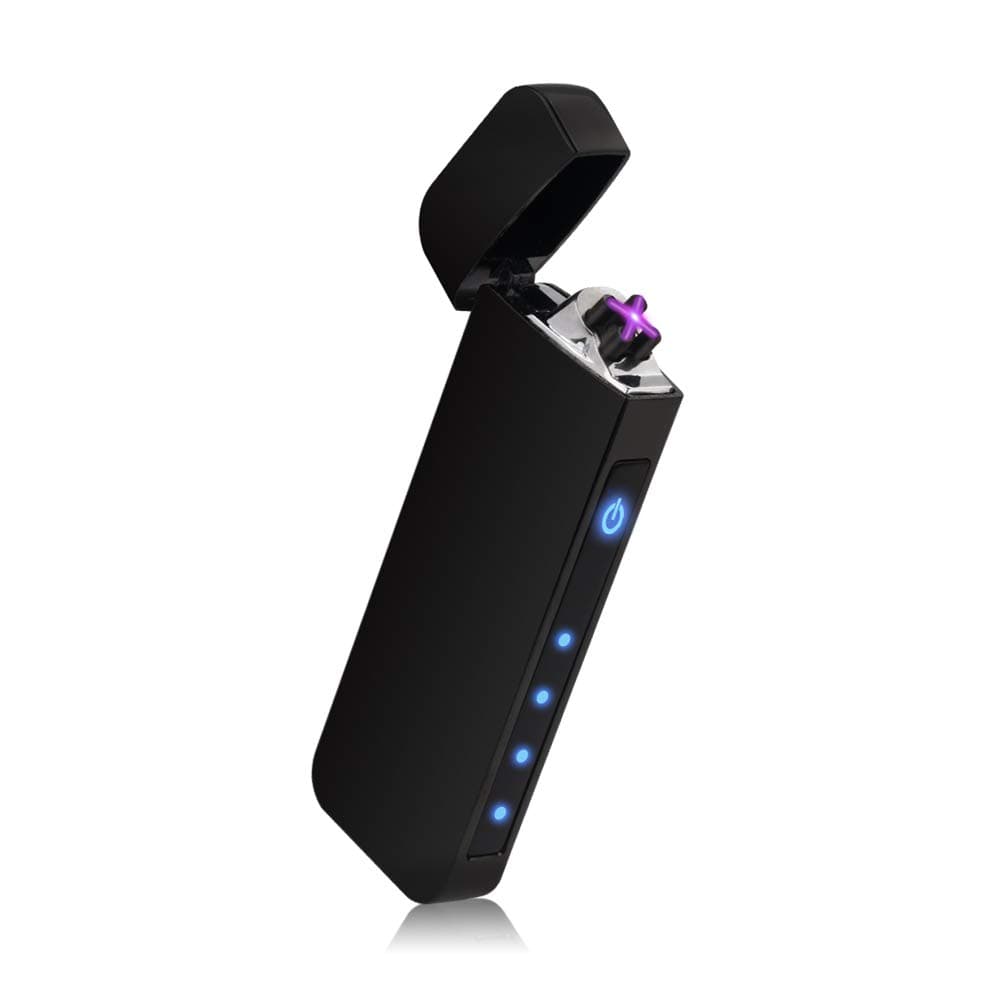 TOPKAY Electric Arc Lighter, Windproof Plasma Lighter, USB Rechargeable Electronic Dual Plazmatic Arc Lighter, Candle Lighter, Mini Lighter (Black)