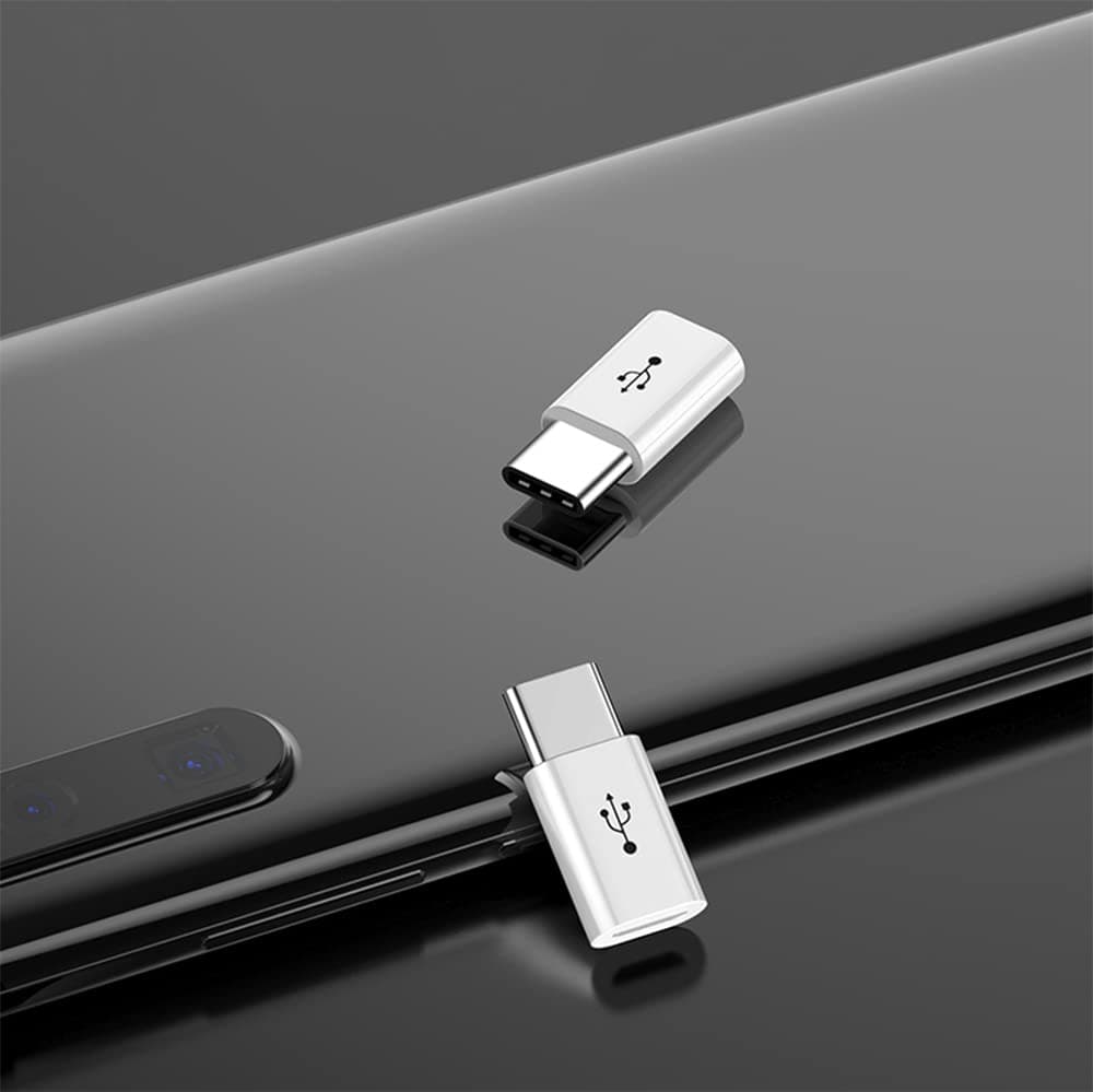Adapter Micro USB to USB C (4 Pack), Micro-USB Female to USB-C Male OTG Adapter Compatible with Samsung Galaxy, LG, Huawei, Type-C Phones, Tablets and More (2 Black and 2 White)