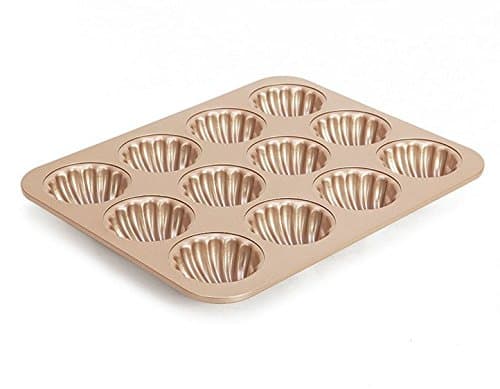 Madeleine Pans Baking Shell Mould Oversized Madeleine Cake Pan 12-cup Non Stick Gold Bakeware(madeleine pan)