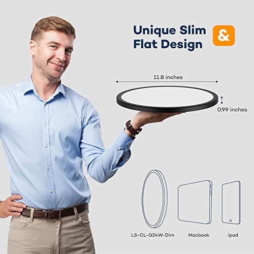 BLNAN LED Flush Mount Ceiling Light with Remote Control, 12 Inch 24W Dimmable Low Profile Hardwired Light Fixture, 3000K - 6500K Color Temperature, Modern Ultra Thin Lamp for Bedroom
