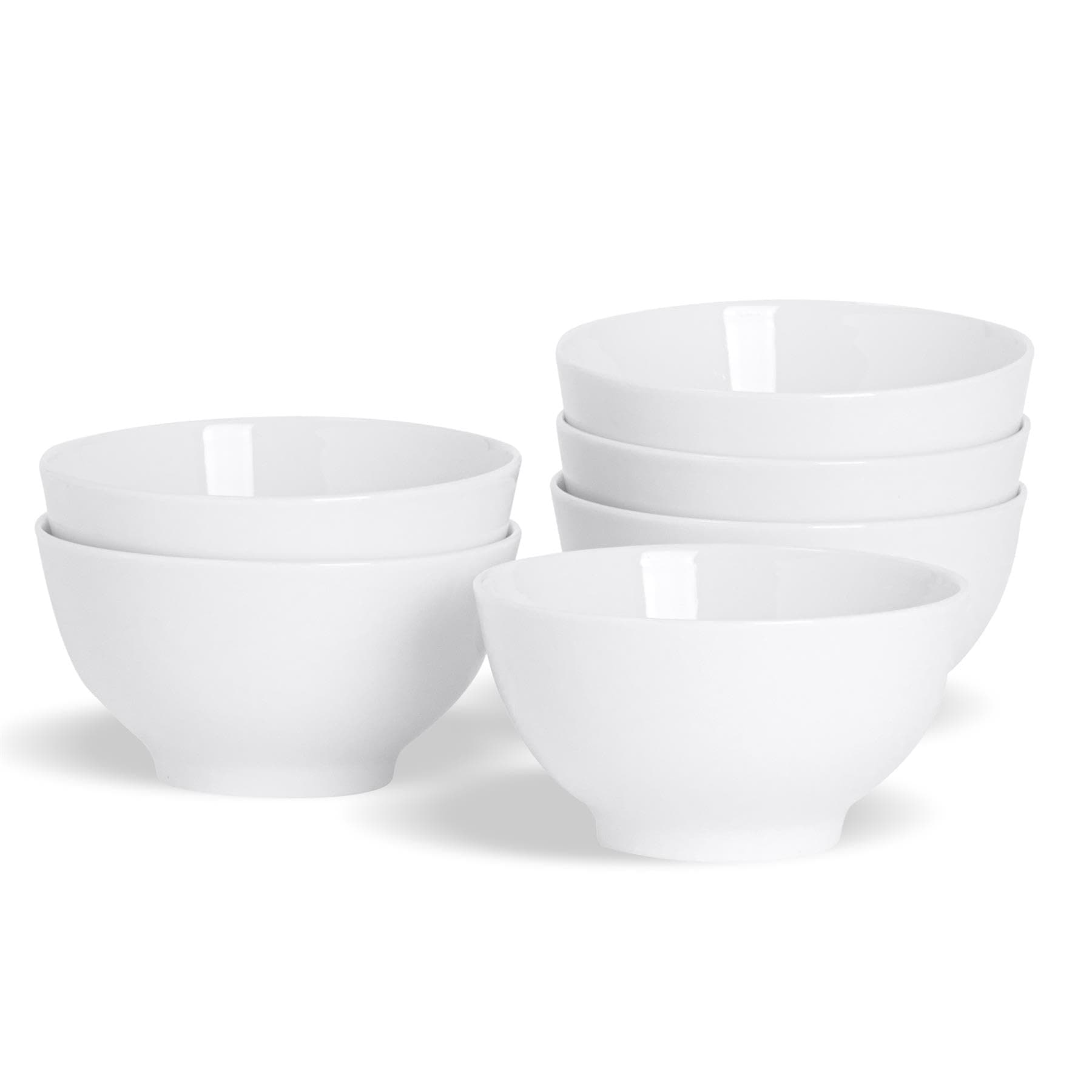 Argon Tableware 6X White Rice & Dessert Bowls 12.8cm (5") - Small Snack, Ice Cream, Fruit & Cereal Serving Set - Durable Everyday Bowls for Home & Restaurants - Microwave & Dishwasher Safe