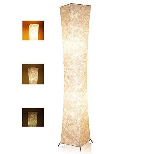 LEONC 52" Creative Floor Lamp Softlighting Home Design Minimalist Modern Floor Lamp with Fabric Shade & 2 Bulbs for Bedroom Living Room Warm Atmosphere (Size Linen Fabric: 10 x 10 x 52 inch)