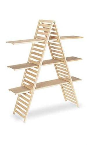 Natural Finish A-Frame Display Unit 5 Feet H with 3 Shelves