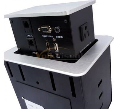 Conference Table Connectivity Box 1 HDMI + 1 VGA + 1USB + 2 RJ 45 + AC Power（US）2 - Silver