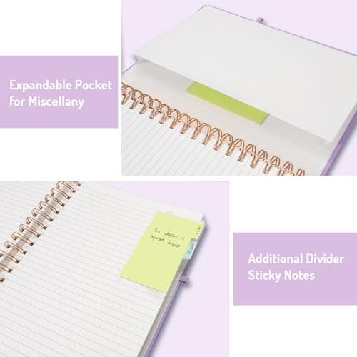 Forvencer A4 Lined Spiral Journal Notebook with 300 Numbered Pages, 11" X 8.5" Thick Journals for Writing with 100GSM Paper, Hardcover Notebooks with Contents for Work, School, Purple