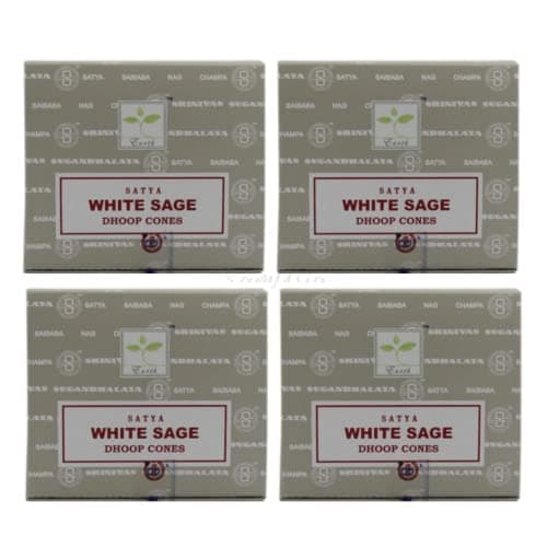Satya White Sage Incense Cone x4 pack, used for Aromatherapy, Spa, Yoga, Weddings, Reiki, Meditation, Healing by SAMASIA