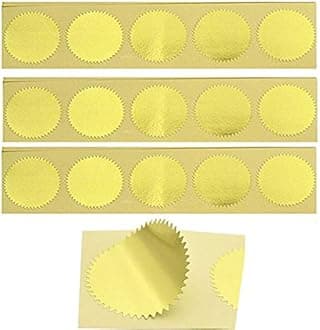 100pcs Embossing Stickers Blank Metallic Gold Certificate Seals Embossed Foil Scallop Edge Stickers Embosser Stamp Sealing Blank Certificate Self-Adhesive Stickers Notary Seals(Gold)