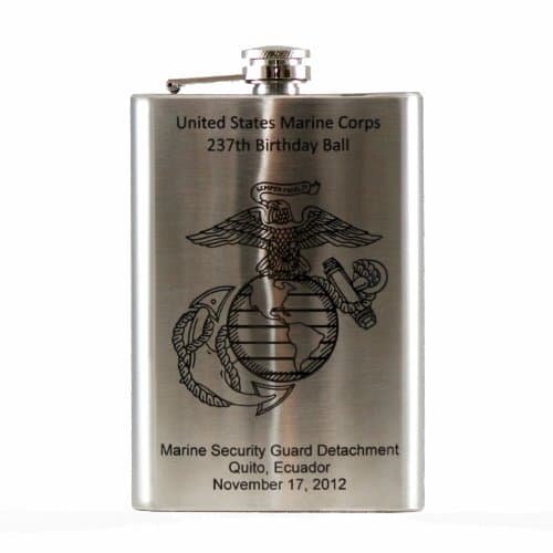 Hip Flask Holding 8 oz - Personalized Laser Engraved Pocket Size, Stainless Steel, Rustproof, Screw-On Cap - Metallic Grey Finish Perfect for Engraving