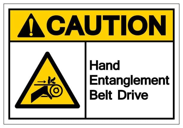 CAUTION HAND ENTANGLEMENT BELT DRIVE SIGN | Foam Board Fixed on Waterproof Sticker with double sided Tape