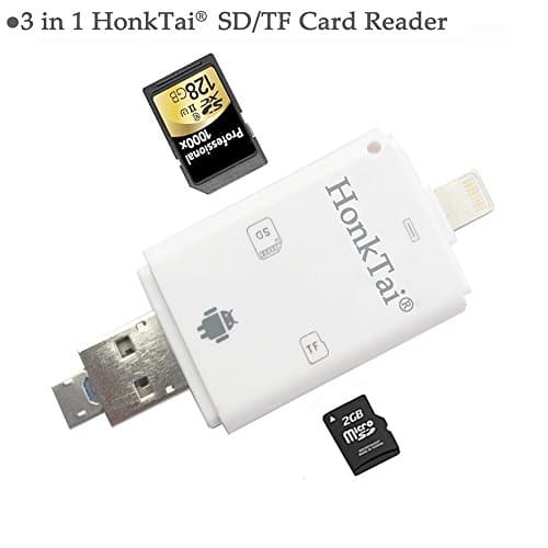 HonkTai Trail and Game Camera Viewer for Apple iPhone, iPad, iPod Lightning Card reader Reads SD, SDHC and Micro SD Cards