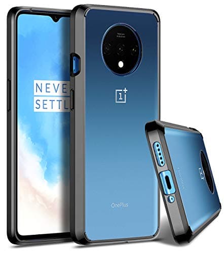1+7T Case, Oneplus 7T Case, CASEVASN [Shock-Absorption] Air Hybrid Slim Thin Shockproof Anti-Drop Crystal TPU Bumper + [Clear] Hard Back Protective Case Cover for 1+7T / Oneplus 7T (Black)