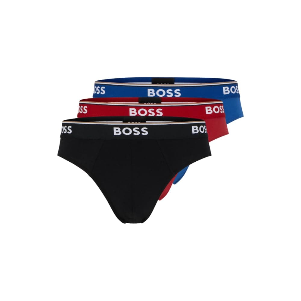 BOSS Men's 3-Pack Bold Logo Hipster Briefs