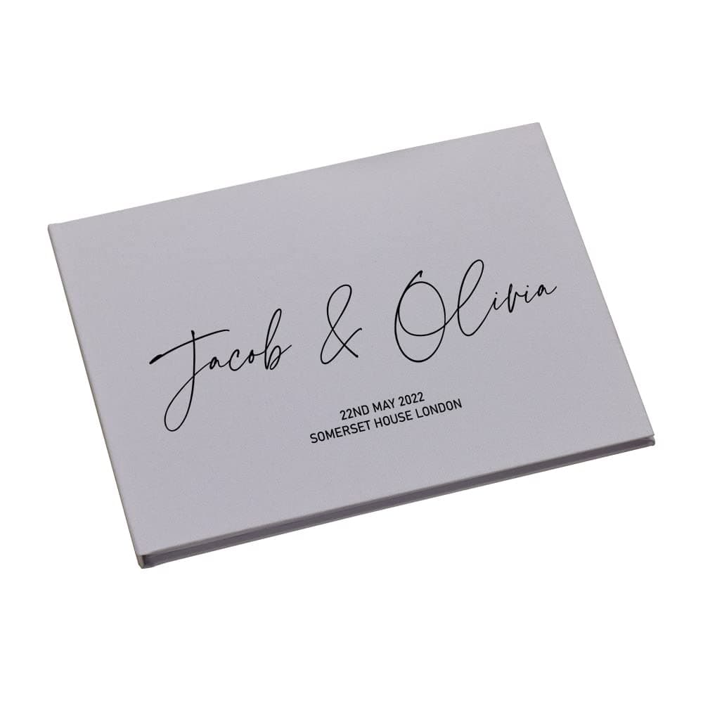 Personalised Modern Wedding Linen Guest Book Printed