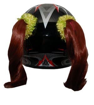 Natural Red Motorcycle Helmet Pigtails