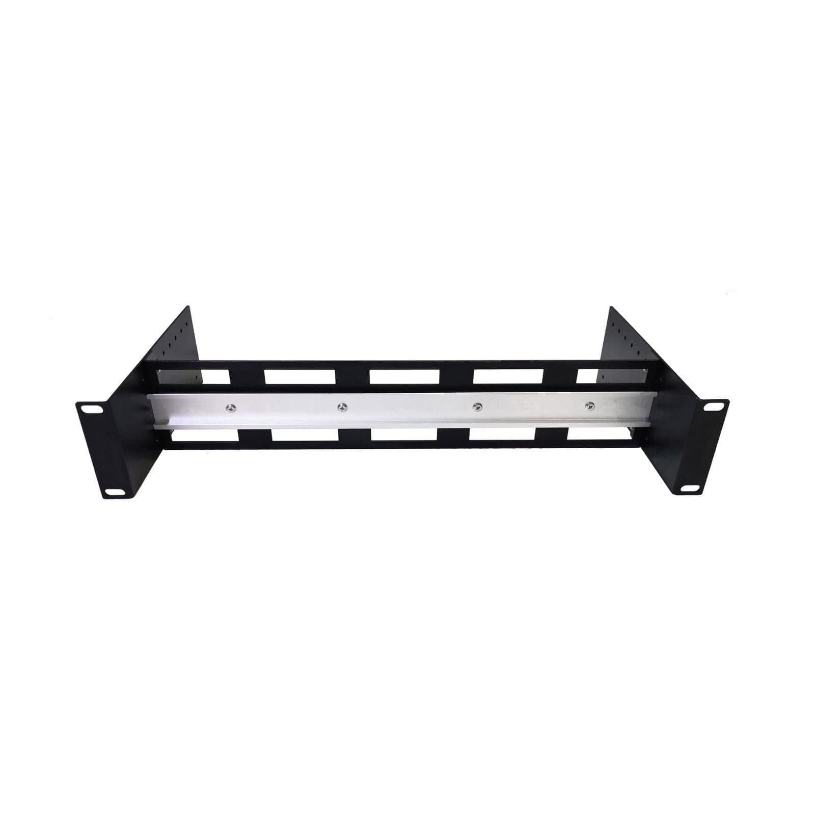 19 Inch Rack Mount Aluminum Din Rail Kit, Depth Adjustable Rackmount Din Rail Chassis, Silver