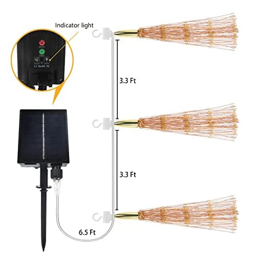3 Pack 600 LED Solar Starburst Sphere Lights Remote Control,LED Firework Ligh 8 Modes Dimmable Waterproof for Patio Parties Christmas (Warm White)