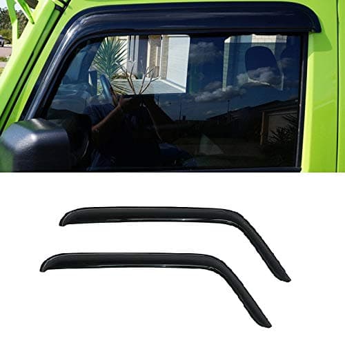 Deebior 2pcs Front Door Dark Smoke Outside Mount Style Sun Rain Guard Vent Shade Window Visors Wind Deflectors |92328| Compatible With 07-18 Wrangler JK 2-Door Only