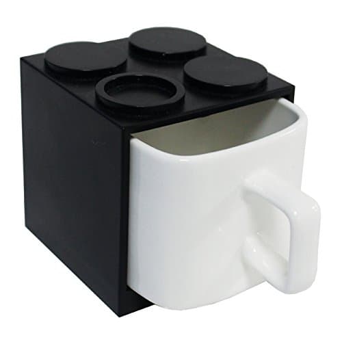 Gattola Cube Mug-Large, Black, Ceramic, 11.5 x 9.5 x 9.5 cm