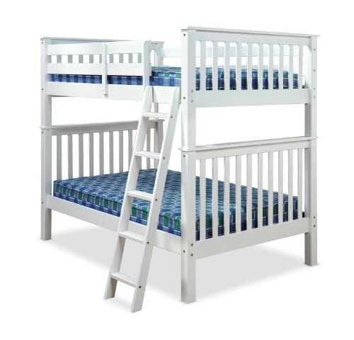 4FT OVER 4FT AMANI MALVERN BUNK BED IN WHITE WITH 2 MEMORY FOAM 5000 MATTRESSES