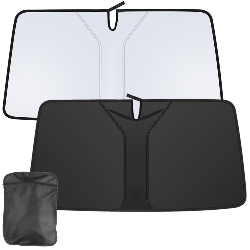 RESCIEN Car Windshield Sunshade 142*70cm Upgraded Thickened material Car Front Window High magnification sun protection To Keep Your Vehicle Cool with Storage bag Blocks UV Ray For Most Cars SUV MPV