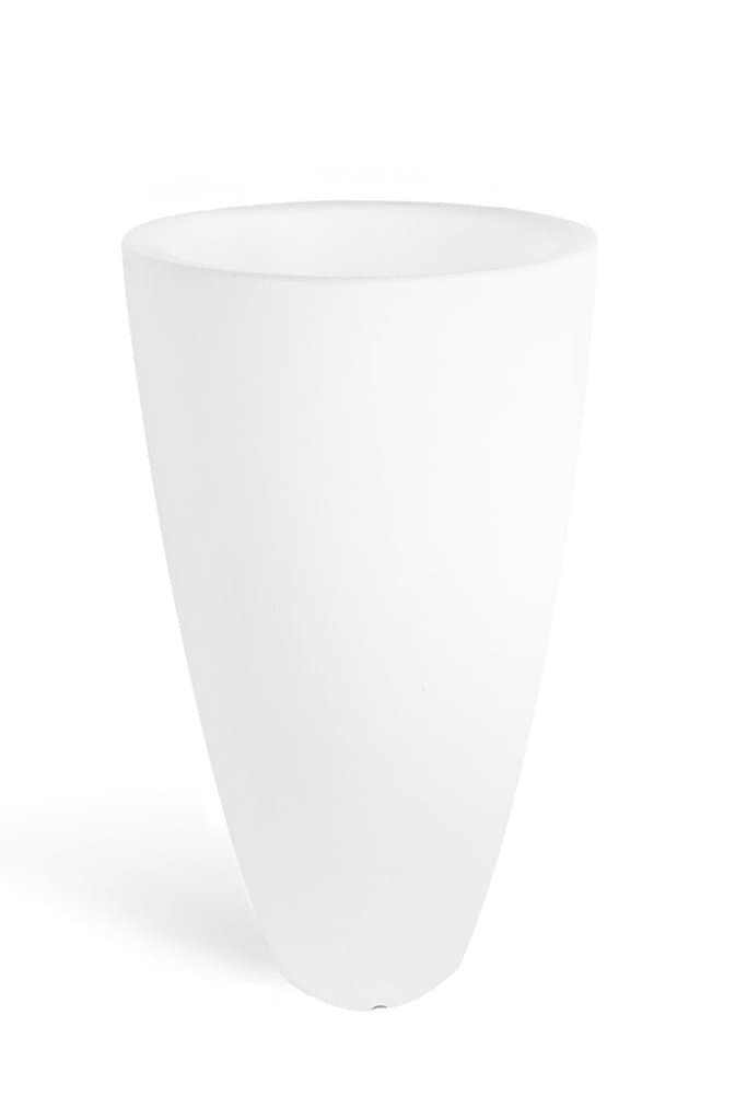Large Curved Plastic Planter, White, 80 x 43 cm