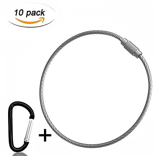 CooTie Wire Keychain Cable Key Ring Stainless Steel Gear 2 mm, 5.9 Inch (10 Pack)