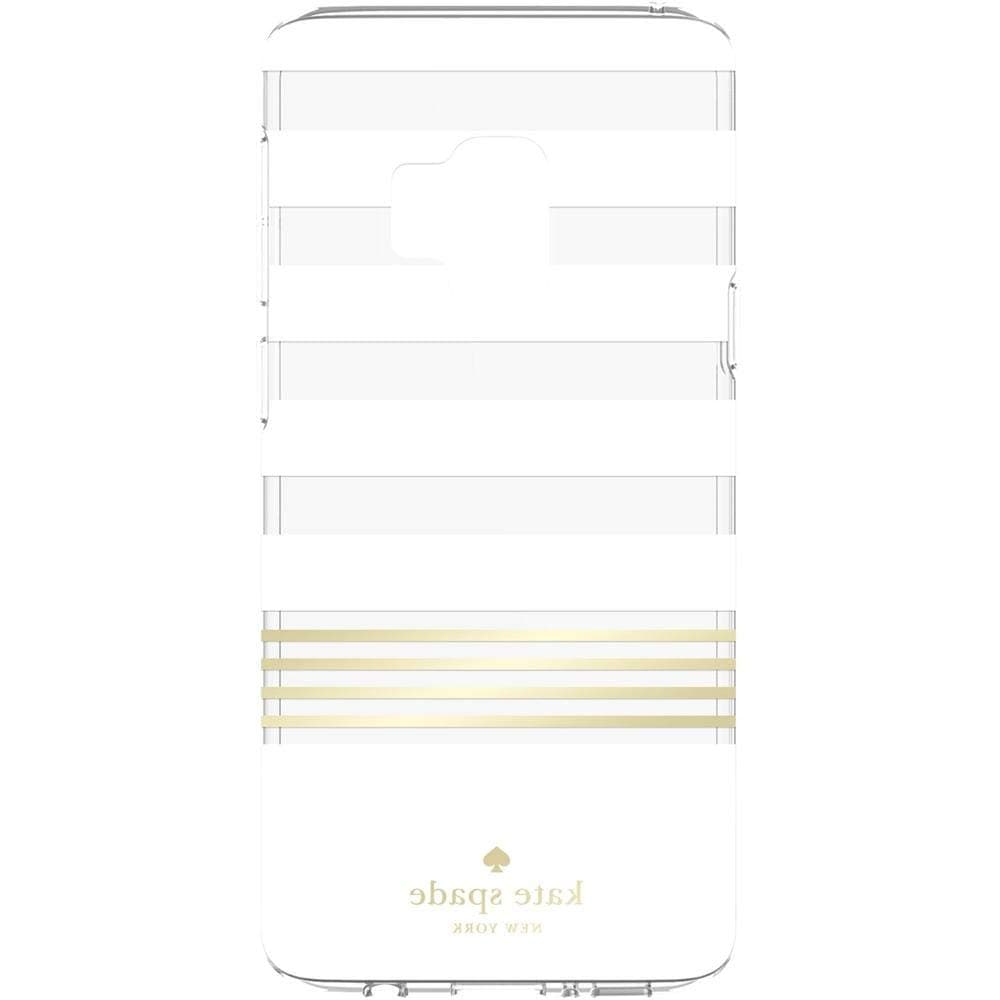 Kate Spade NY Protective Case for samsung S9 Plus - Stripe 2 White/Gold Foil/Clear