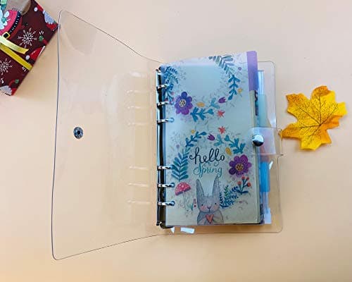 A6 6-Ring Loose Leaf Binder Journal from Sisims, w/ 120 Insert Pages(Dot Grid/Square Grid/Ruled/Blank) + 6 Index Divider Tabs + 1 Clear Page Maker + 2 Ziplock Pouch +2 Card pocket Included, Refillable