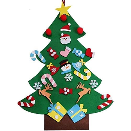 K-L Coolchic Felt Christmas Tree - 3.1FT DIY Set for Kids with 26 Pieces of Ornament Decor, Wall Hanging Christmas Tree Decorations