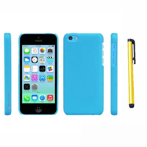 Hard Plastic Snap on Cover Fits Apple iPhone 5/5S/SE Black (Rubberized) + A Gold Color Stylus/Pen