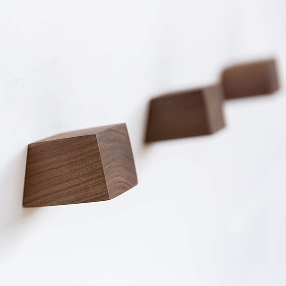 Wooden Coat Hooks Decorative Wall Mounted - Solid Wood Coat Rack Wall Mounted Kitchenware Organizer Natural Wooden Wall Hooks Handmade Coat Hanger Key Holder,Walnut 4pcs