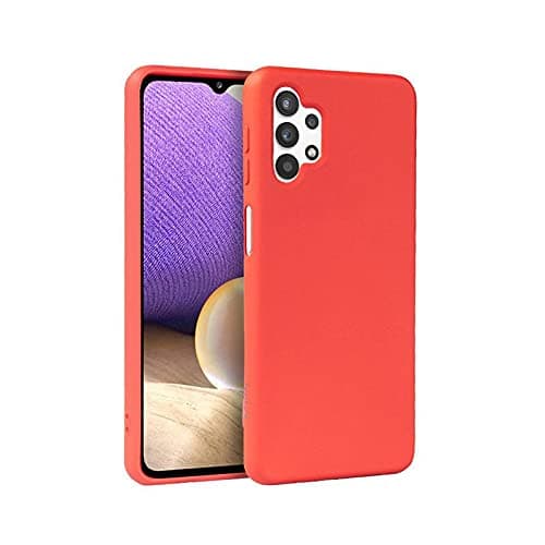 MUZZ Galaxy A32 5G Case Cover Rubberised Matte Soft Silicone TPU Flexible Back Case Cover for Galaxy A32 5G (Red)