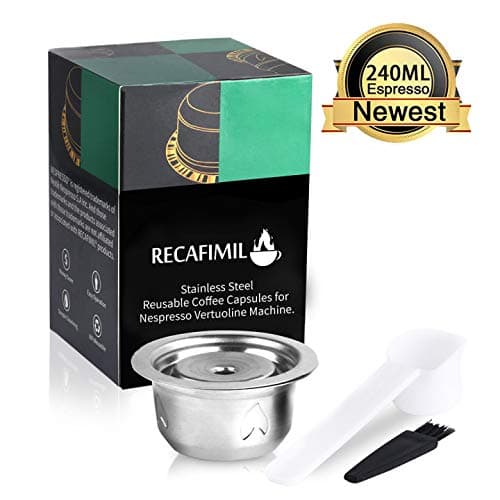 Anklin Stainless Steel refillable Coffee Pod Filter Set，Reusable Coffee Capsule (240ML), Silver