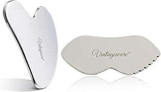 Vintageware® Stainless Steel Gua Sha Tool Combo – Lip & Heart Shaped Massage Tools for Face, Neck, Body | Relieves Muscle Pain, Reduces Puffiness & Enhances Skin Tightening | 304 Stainless Steel