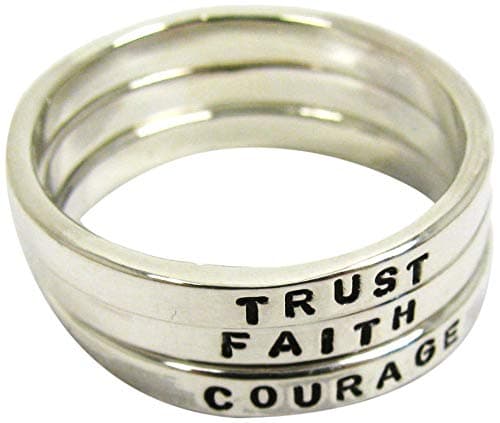 Personalized Sterling Silver Stacking Rings, Set of 3, 2.4 mm wide each