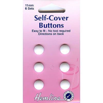 Hemline Nylon Button/Trim Pack of 6 - White
