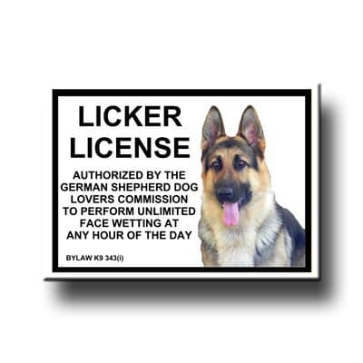 German Shepherd Dog Licker License Fridge Magnet