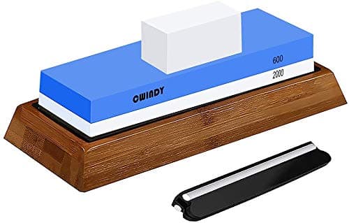 Whetstone Sharpening Stone Kit Dual Sided 600/2000 Grit Professional Whetstone Knife Sharpener Stone Wet Stone Set Nonslip Bamboo Base Angle Guide, and Fix Stone