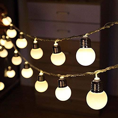 Solar Bulbs String Lights,AMZSTAR G50 Waterproof 14ft 10LED Globe Fairy Lights Bulb Multicolor Outdoor LED Decorative Lights for Party Garden Yard Christmas (Warm White)