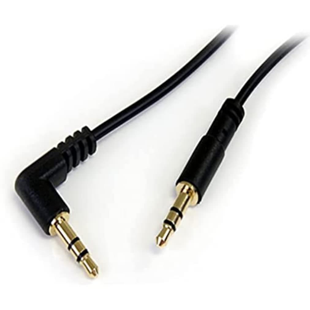 3 ft. (0.9 m) 3.5mm Audio Cable - 3.5mm Slim Audio Cable - Right Angle - Male/Male - Aux Cable (MU3MMSRA), Black