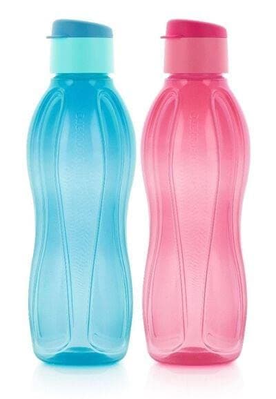 Plastic Fliptop Water Bottle 1000 ml Pack of 2 (Multicolor)
