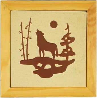 Wolf Stoneware Hot Plate with Wood Frame, Natural Earthtone Finish, 7.5-inch