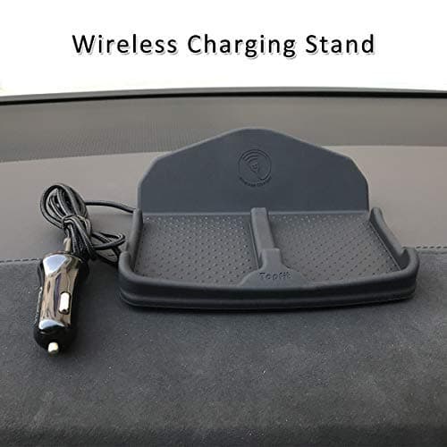 Wireless Charging Dashboard Phone Mount Pad Stand Base,No Slip Anti Skid Car Visor Dash Organizer Holder Tray Storage for Sunglasses,Keychain,Coins,Pens,Cell Phone,GPS Navigator for Tesla Model S X 3