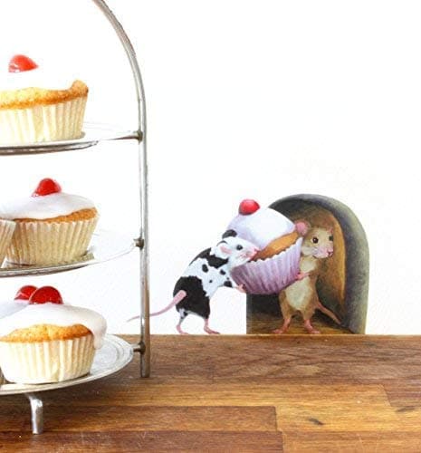 Mice Stealing a Cupcake Mouse Hole Wall Sticker/Decal