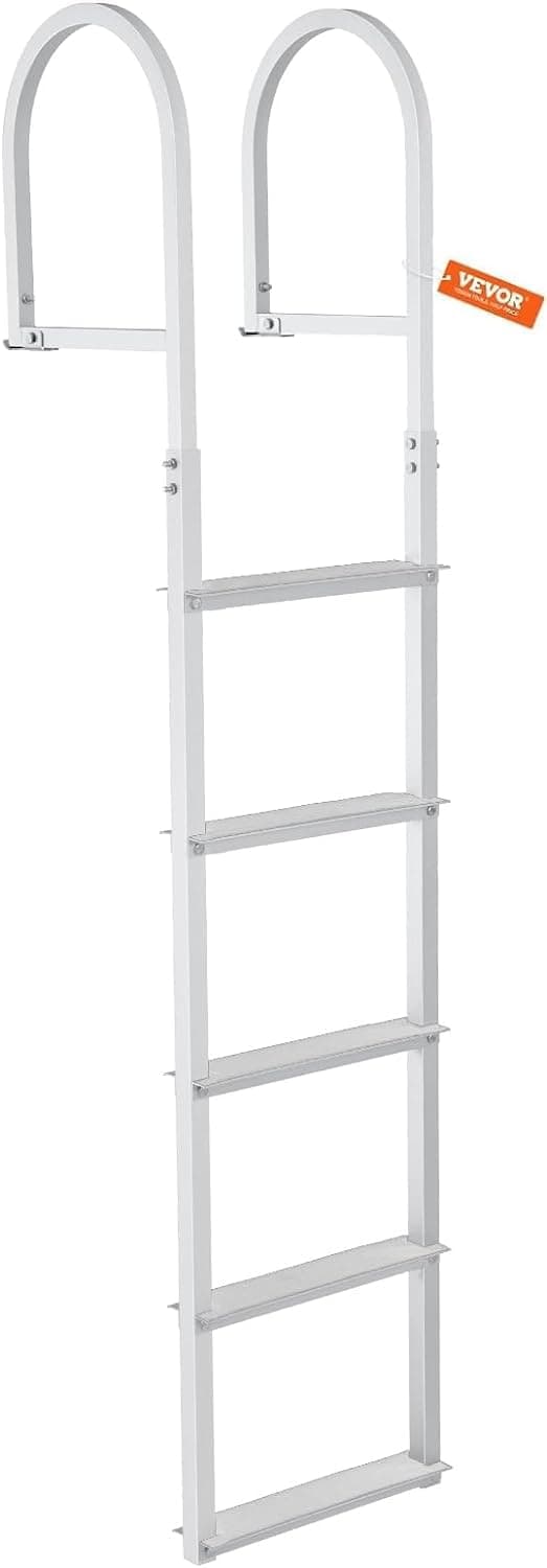 VEVOR Removable Dock Ladder 3/4/5 Steps, 350/500lbs Load Capacity, Aluminum Swim Ladders, Pontoon Boat Ladder with Nonslip Design for Lake, Marine Boarding, Pool